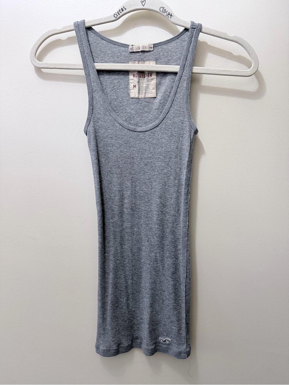 Y2k Hollister Ribbed Long Body Gray Scoop Neck Bella Elena Tank Top Layers M